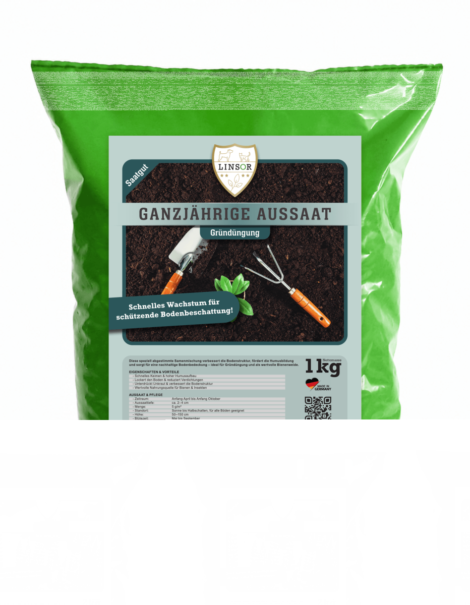 Gründüngung Mischung – Ganzjährige Aussaat, 1-kg-Beutel